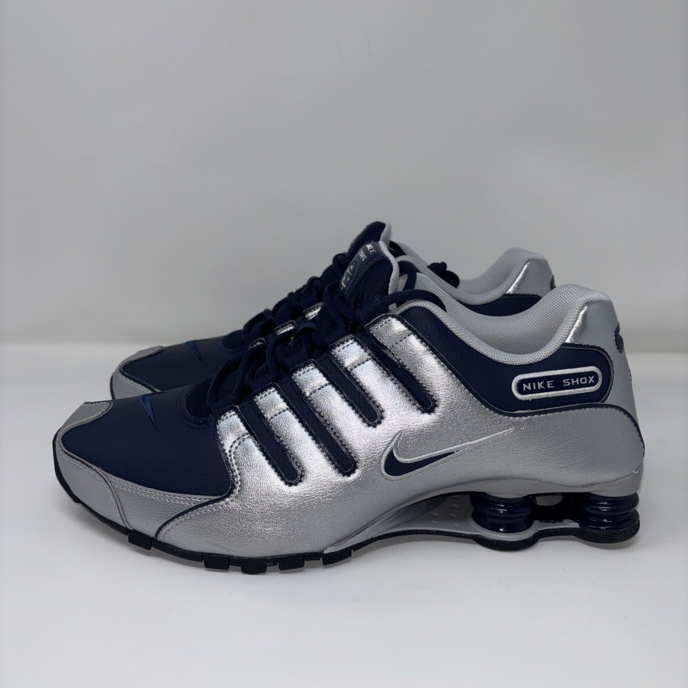 Nike Shox NZ Metallic Silver Midnight Navy, Mens Sz 10.5, 378341-402